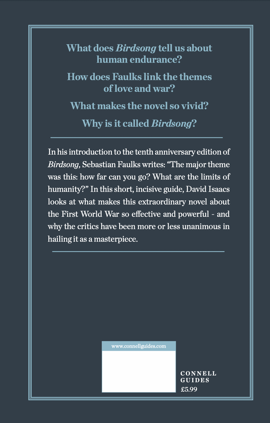 The Day x Connell Guides - The Connell Short Guide to Sebastian Faulks' Birdsong