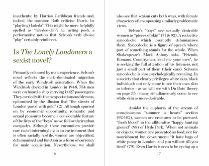 The Connell Guide to Sam Selvon’s Lonely Londoners